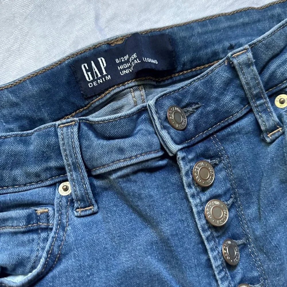 GAP Denim High Rise Universal Legging Jeans, Medium Blue, Size 8 / 29 R, Jegging - Picture 2 of 14